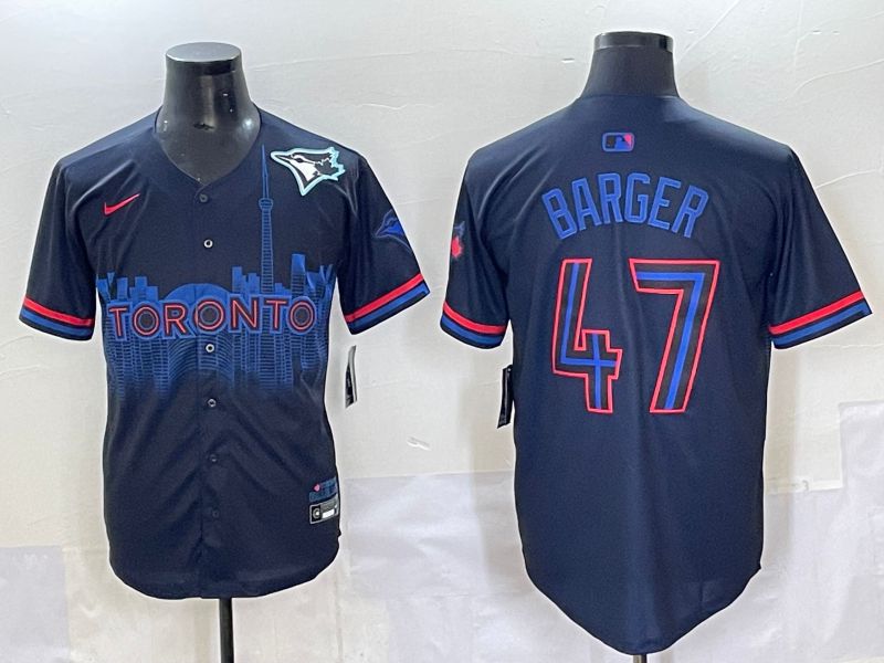 Men 2025 Toronto Blue Jays 47 Barger Black Joint Name Nike MLB Jersey style 12